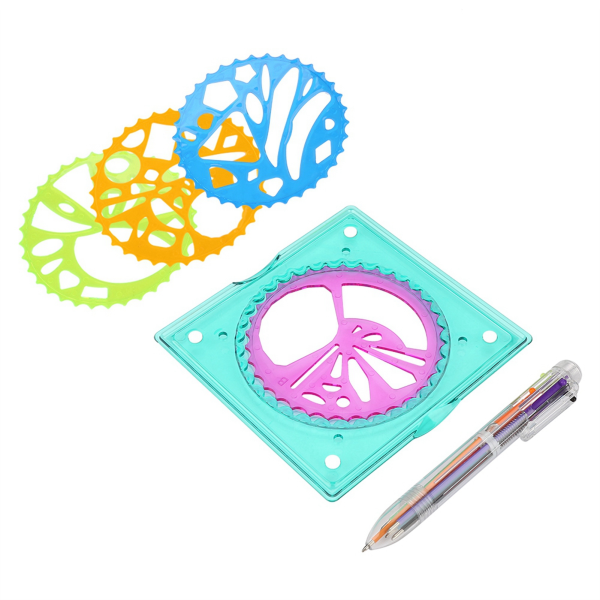 Barn plast geometrisk linjal mall Spiral ritverktyg konst leksak barn brevpapper leverans