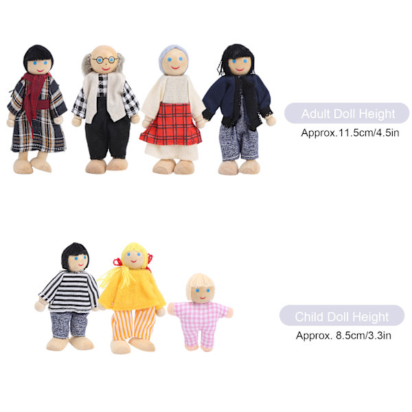 Familjdocka figurer tall miniatyr människor leksak set prydnad pedagogisk dockhus tillbehör#2