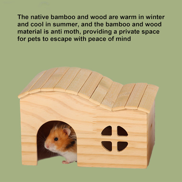 Hamster Trä Hus Bite Resistent Bottenlös Hamster Bambu Stuga för Hamstrar Gyllene Björnar Smådjur