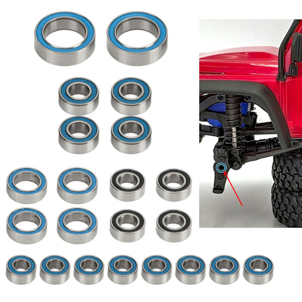 22PCS RC Lejesæt Rustfrit Stål Kuglelejer Tilbehør til Traxxas TRX4M 1/18 RC Crawler Bil Opgraderingsdele