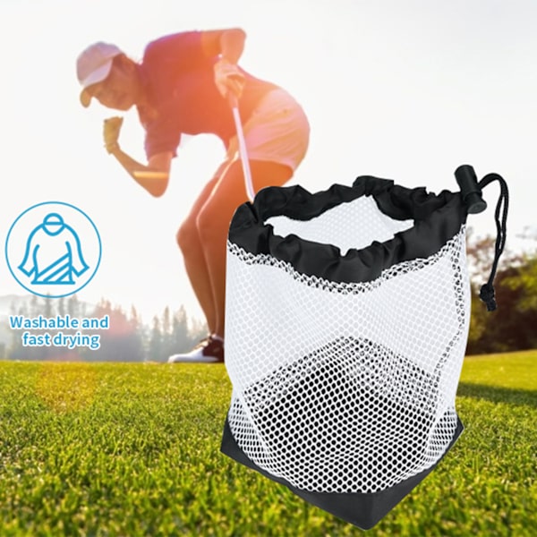 Nylon Mesh Dragsnörepåse 36 Golfbollar Hållare Förvaringsnätpåse Golftillbehör