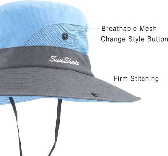 Dame Hestehale Solhat UV Beskyttelse Sammenfoldelig Mesh Bred Skygge Strand Fiskehat