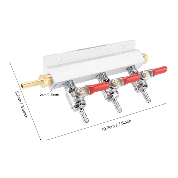 3-veis CO2-gassfordelingsmanifold Øltapp Tønne Dispenser