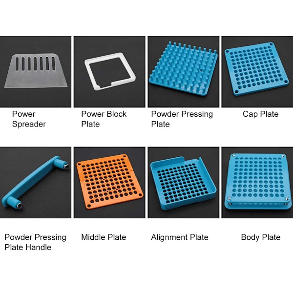 100 hål tom kapselpåfyllningspulverspridningsplattor kapselfyllningsverktyg 00# engelsk utgåva