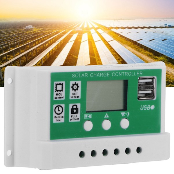 30A 12V 24V LCD Aurinkoenergian Lataussäädin Aurinkopaneeli Akun Säädin Kaksois-USB-Ulostulolla