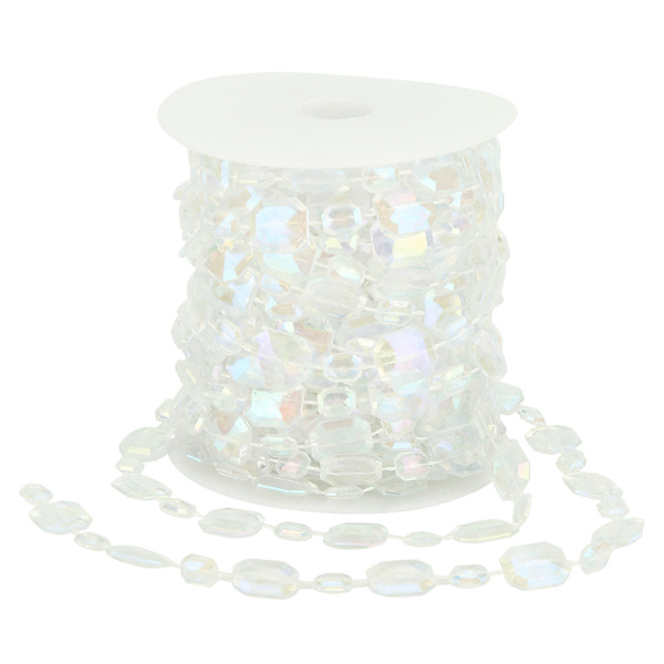 10m Kunstig Rektangulær Perle Streng Skinnende Dekor for Gardin Jul Bryllup Ornament