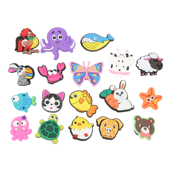 54PCS Shoe Charm 18 Animals Waterproof PVC Cute Lightweight Shoe Pins for DIY Decoration