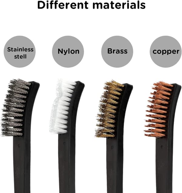 9-delad mini-stålborste och plockningssats dubbelsidig stålborste mässing koppar nylon