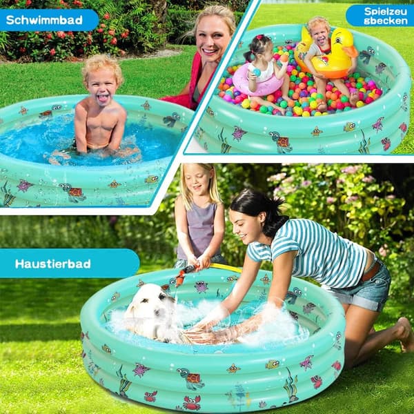 Oppustelig foldbar børnepool/hundebad/bærbar grøn 150 cm