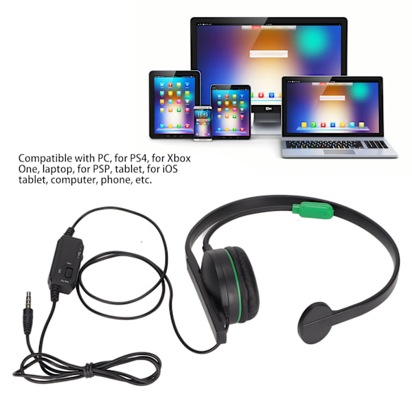 S481 Enkelsidig spelheadset 3,5 mm stereotrådat enörat headset med mikrofon och in-line-kontroll för PS4 för Xbox One