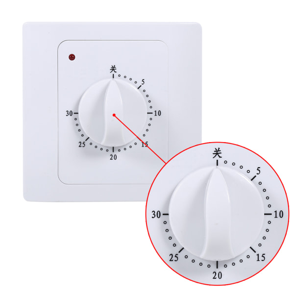 1 stk AC 220V 10A 30 min elektrisk tid nedtelling digital tid plugg timer bryter kontroll stikkontakt