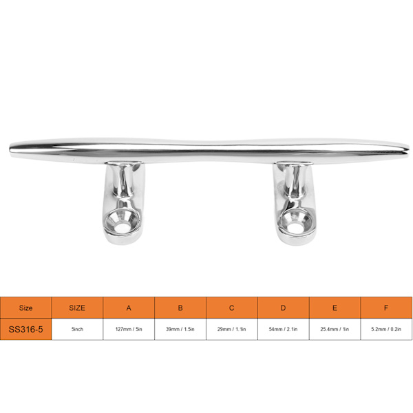 Båd klampe åben bund Heavy Duty 316 rustfrit stål båd dock klamper med installationsskruer til marine båd dock dæk SS316‑5 tommer