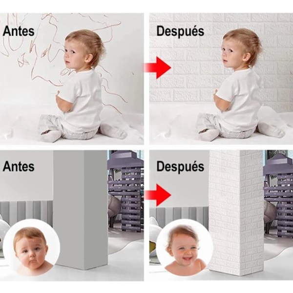 3D-tapet selvklebende vanntett kuttbar luktfri imitert murstein veggpanel for stue soverom hvit 10 stk