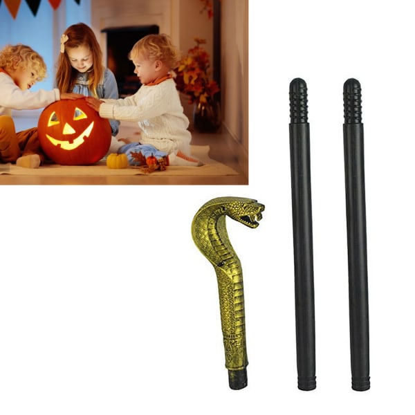 Mystisk Farao Tilbehør Gammel Ægyptisk Stil Stav Scepter Kostume Tilbehør Prop til Halloween Udklædningsfester Gylden Slangehoved