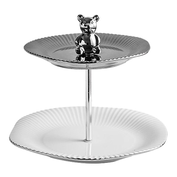 Cupcake-ställ Dessertbord Display Set Våningsfat Serveringstårta Brickor Fester Serveringsplatta för Tebjudning 2 Våningar (Liten)