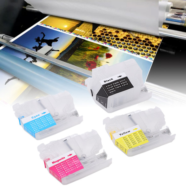 4Pcs Ink Cartridge Refill for LC3017 BK LC3017C LC3017M LC3017Y Printers Replacement