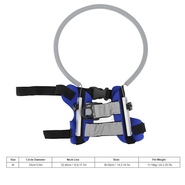 Pet Blind Halo Praktisk Kollision Undvikande Lättvikts Blind Halo Sele med reflekterande effekt för blinda hundar Katter Blå M Cirkeldiameter