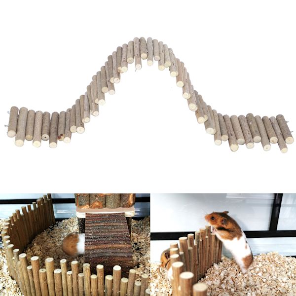 Hamsterin puinen aita rotan tikkaat silta lelu puinen tikkaat luonnollinen piilopaikka pienille eläimille 60CM aitatyyppi
