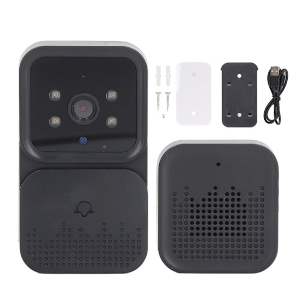 Wifi Dörrklocka Kamera HD Infraröd Nattvision Övervakning Trådlös Videodörrklocka Kamera Svart