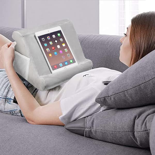Multi-vinkel Tablet Pudeholder til iPad Smartphone Magasiner Bøger Læsestøtte Grå