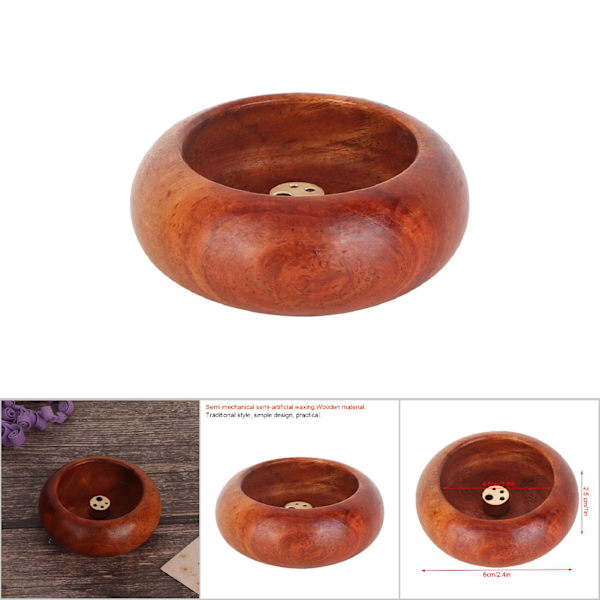 Vietnamesisk Mini Rund Røgelse Pind Buddhistiske Forbrugsartikler Skål Form Røgelse Holder (Rosentræ)