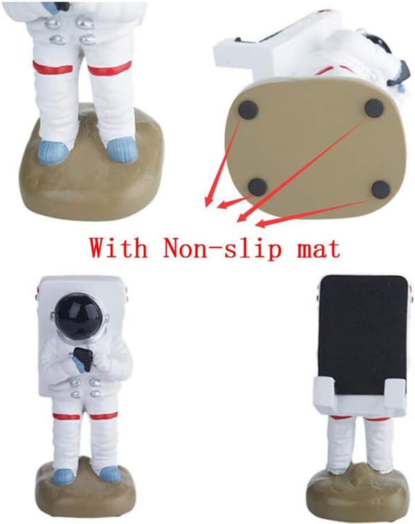 Opgraderet Astronaut-stil Resin Mobiltelefonholder til iPhone Tablet PC Skrivebordsmontering
