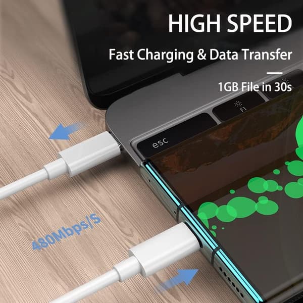 USB C - USB C -kaapeli Type C - Type C -kaapeli 2 kpl 1 m 1 m pikalataus nopea tiedonsiirto Androidille