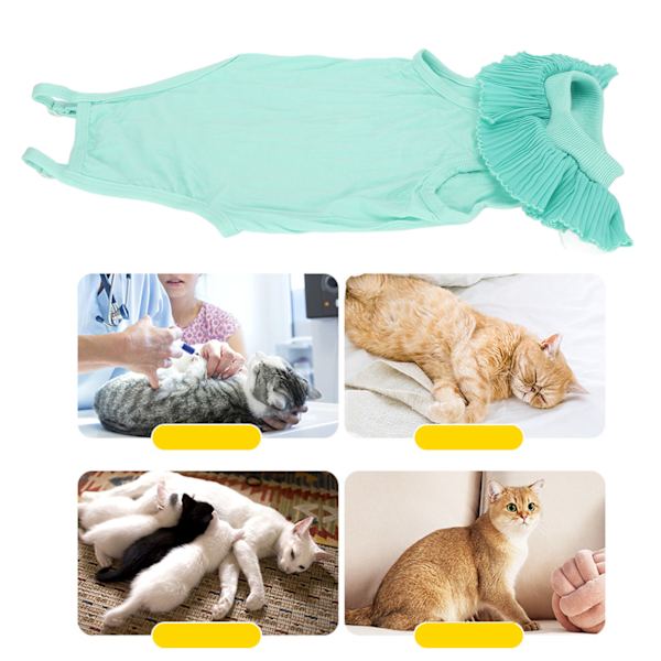 Katt återhämtningsdräkt andningsbar justerbar förhindra slickande katt efter operation skjorta för buk sår hudsjukdomar L