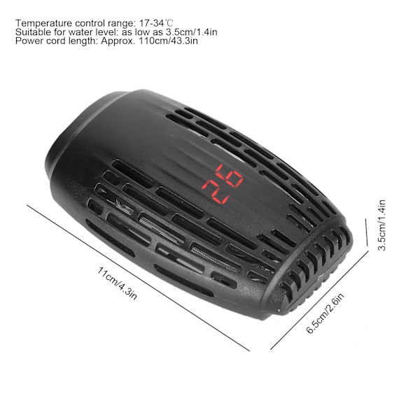 Mini Antiexplosion Värmeelement Sköldpadda Låg Vatten Fisk Tank Automatisk Termostat EU 220V(75W )
