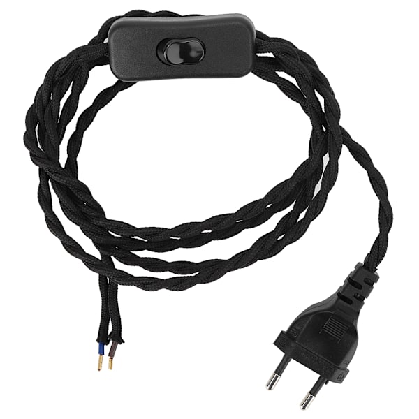 Retro Stil TwistedPair Lampsladd Kabel med Strömbrytare Tillbehör för Glödlampa EU-kontakt 250V (Knappsladd)