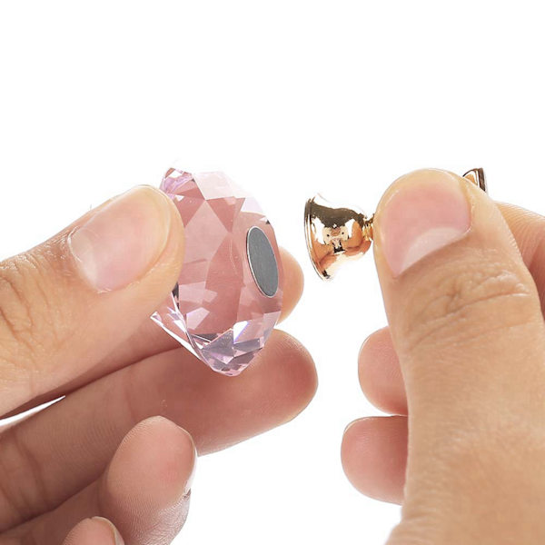 Magnetisk Negletip Oval Krystal Øvelse Stativ Base Legering Holder Neglekunst Display Stativ Pink