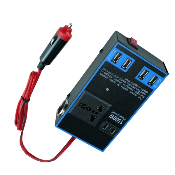 Bilströminverter 12V 24V till 110V 220V 1500W Multifunktionell Lastbilshemuttag Effektkonverter