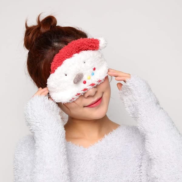 Jul Sovmask Plysch Snögubbe Ögonmask Sovbindel Ögonskydd Mörkläggning Natt Ögonskugga