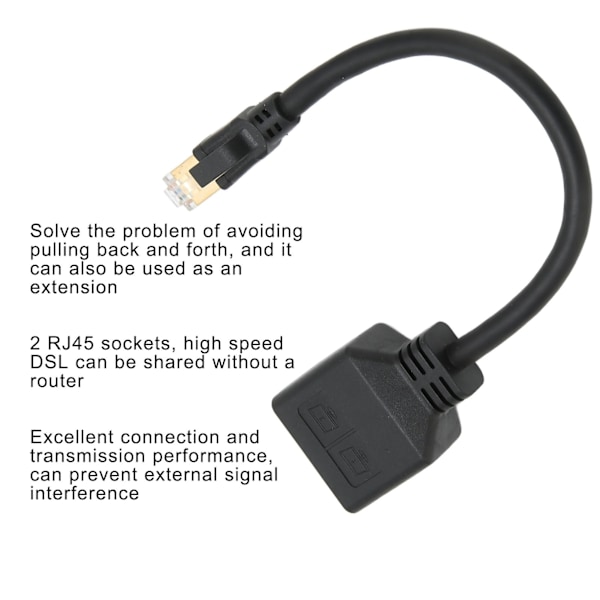 RJ45 Ethernet-adapterkabel förlängning 1 till 2 portar utmärkt anslutningsöverföringsdelare adapter för hemmakontor