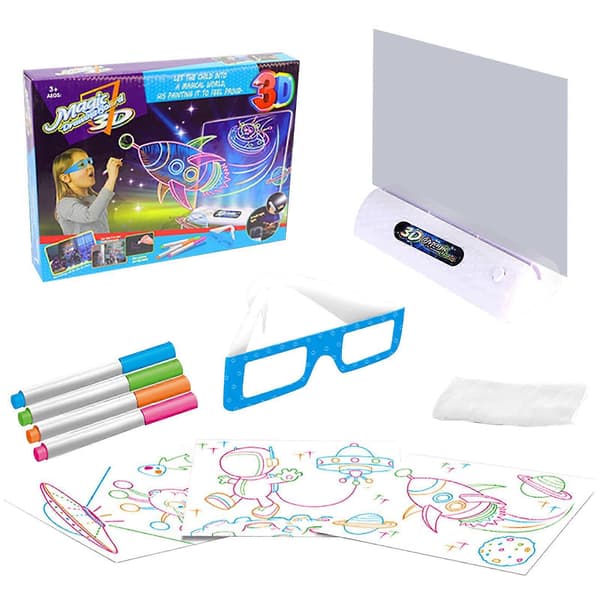 3D Ritbräda Luminous Doodle Pad Fluorescerande Färg Skrivning Utbildningsleksak Barnpresent