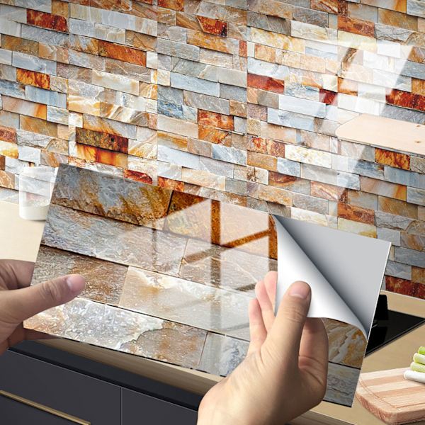 12 kpl PVC-laattatarra Vedenpitävä itseliimautuva kylpyhuoneen keittiön olohuoneen sisustuslattiatarra (KIT046)