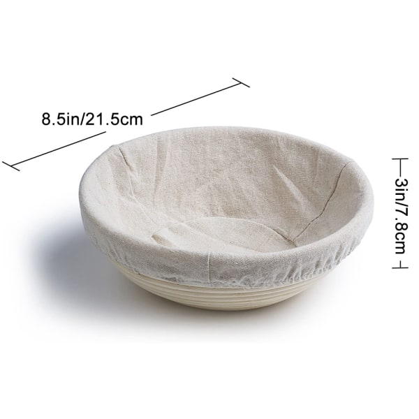 1x Rund Brød Hevekurv Hevekurv Størrelse 22x8.5cm Hold 500g Deig, Rattan Banneton Brotform, Surdeig Heving, Håndverksbrød