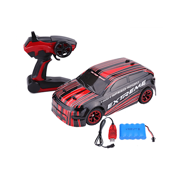 2,4 GHz fjärrkontroll 4 hjul driven racingbil crawler fordon sport leksaksbil (röd)