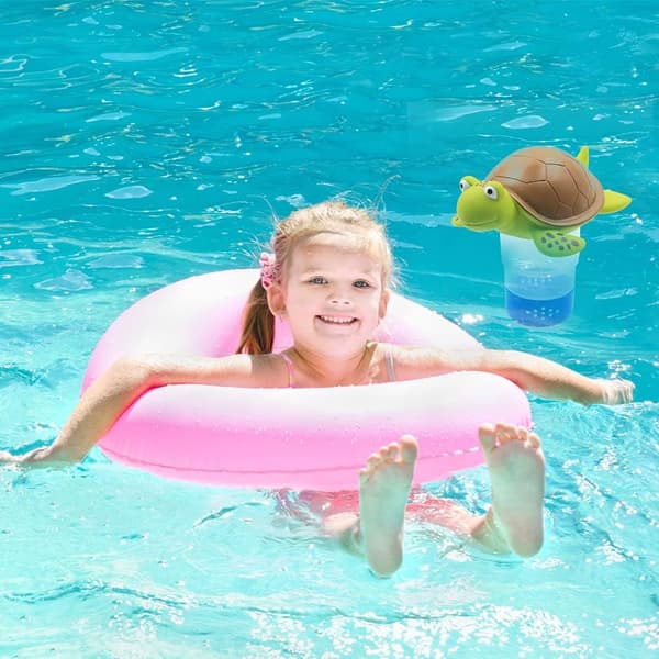 Sköldpaddsformad flytande klordispenser för pool, spa, jacuzzi, 7,6 cm tablett