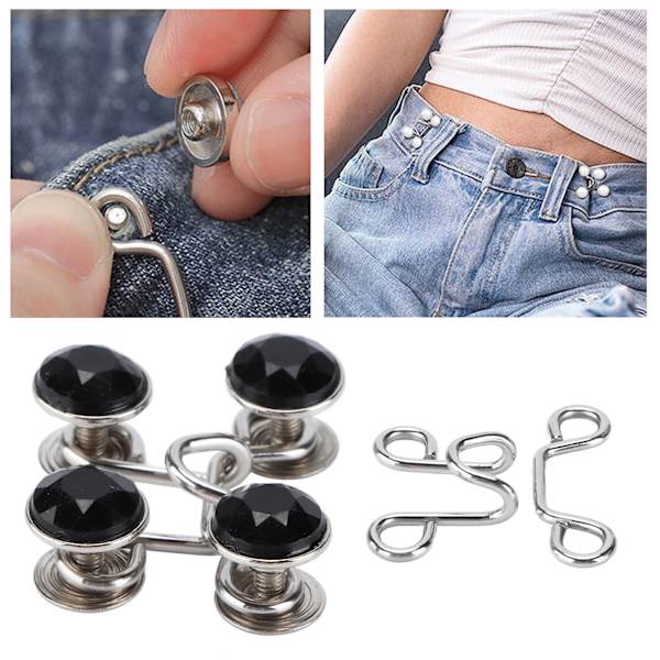 16 st knappnålar återanvändbara robusta hållbara avtagbar kortspår design bekväm jean knapp liten svart strass