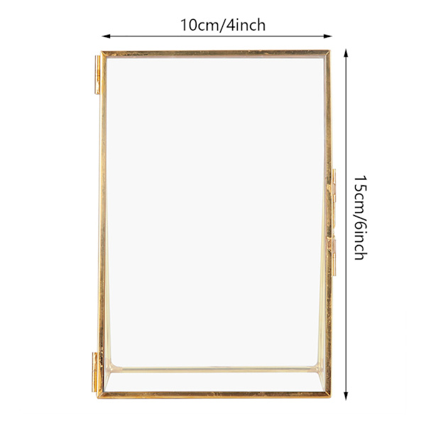 Messing Retro Glass Metall Skrivebords Fotoramme Brakett Kobber Strimmel Metall Fotoramme（4*6inch ）