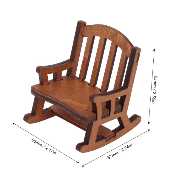 Dukkehus gyngestol 1:12 skala kompositt tre høy simulering miniatyr gyngestol for 1:12 dukkehus L 65x57x55mm