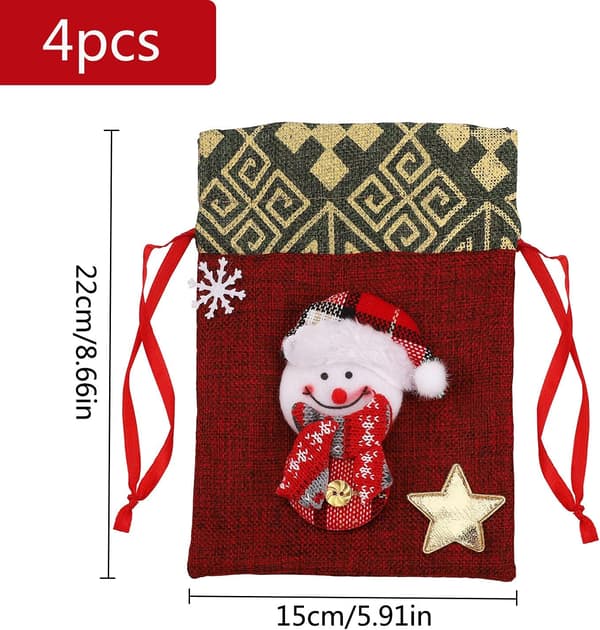 4 stycken julklappspåsar med dragsko Godispåsar Sötsakspåsar för barn Jul Julaftonspresenter