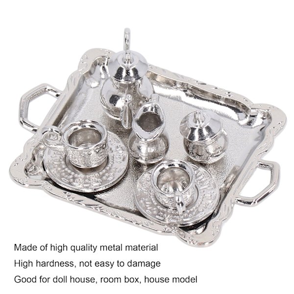 Mini tesæt i metal 1/12 skaleret simulation naturtro miniature tesæt bakke sæt til dukkehus