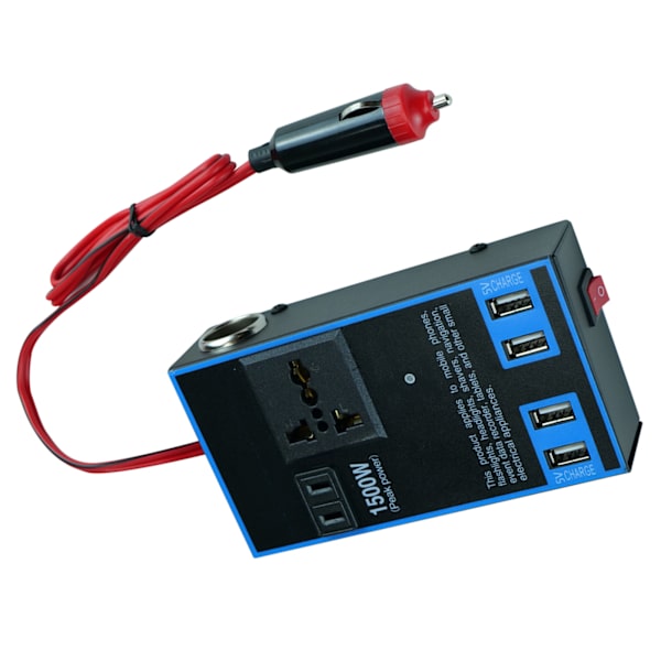 Bilströminverter 12V 24V till 110V 220V 1500W Multifunktionell Lastbilshemuttag Effektkonverter