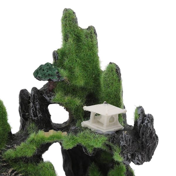 Akvarium Landskap Resin Simulering Flerbruks Mos Fjellutsikt Dekorasjon med Bro og Paviljong