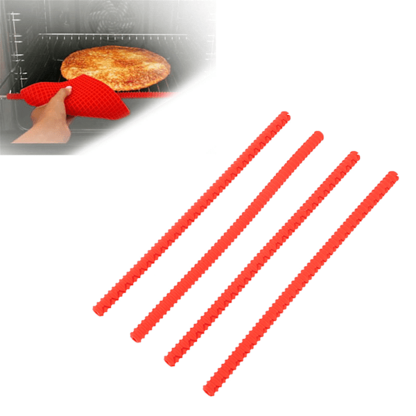 4 stk. ovnhyldebeskyttere, varmebestandige silikonekantforinger, ovntilbehør til køkkenrestaurant, rød