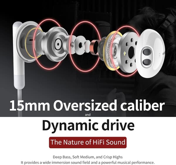 Kablede øretelefoner med mikrofon In-Ear Hovedtelefoner HiFi Stereo til iPhone iPad Android Computer med 3,5 mm Jackstik