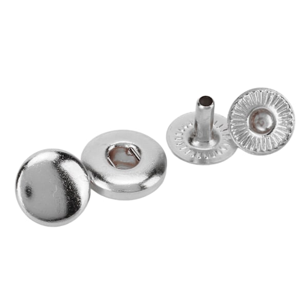 200 set tryckknappar kit 8mm stark koppar utsökt lyster allmänt använda läderknappar för kläder väskor läder silver