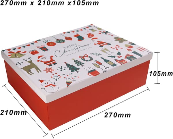 Vita Julaskaronger med Lock, 270x210x105 mm Stora Tomma Presentaskar för Presenter, Lyxig Robust Vikbar Pappask
